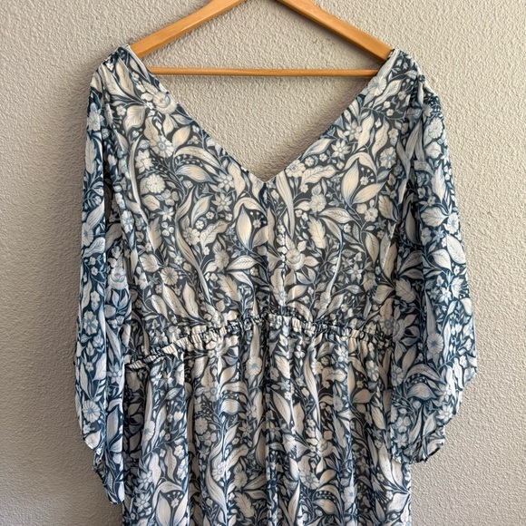 Lane Bryant Boho Blue and White Flutter Sleeve Maxi Dress Size 18/20 - Picture 9 of 10